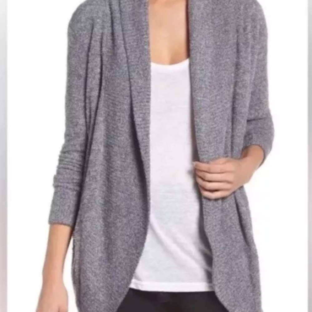 Barefoot Dreams Cozy Chic Lite 452 Gray Cardigan Sweater Small WORN ONCE !!
